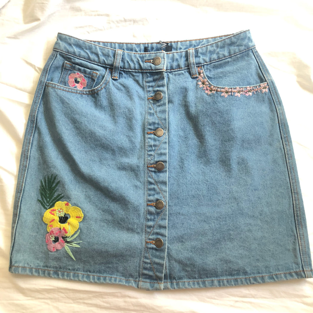 Flower Embroidered Skirt